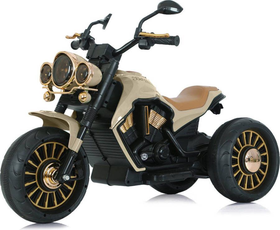 Chipolino Elektrische Kindermotor Enduro Chopper Kindermotor 6V Accu motor 2 tot 6 jaar Met verlichting en muziek Beige