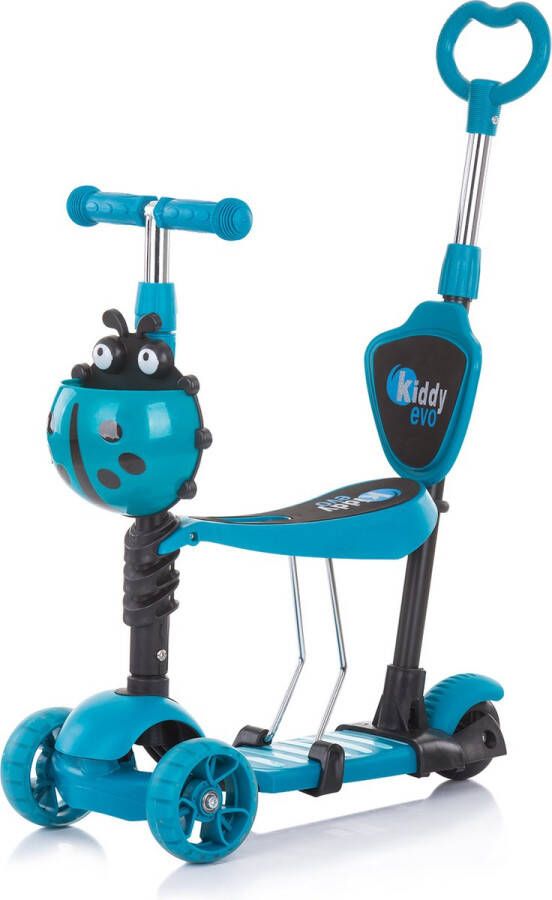 Chipolino Kiddy Evo Step met zitje en duwstang 3 wielen 3 in 1 Kinderscooter met LED wielen Blauw