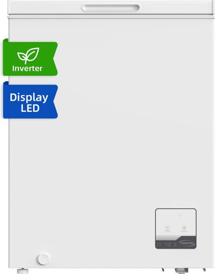 Chiq FCF142DE Vrieskist 142 L Inverter Technologie Digitaal LED Display Snelvriezen tot -32℃ Wit 39 dB 12 Jaar Garantie op Compressor