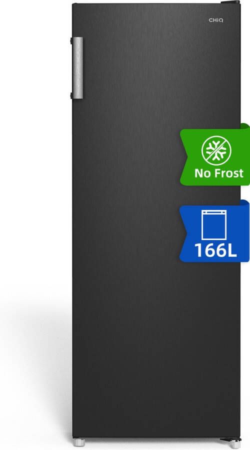 Chiq Vrijstaande vriezer No frost 166L XL lades 4 Star Freezing Temperatuurregeling Omkeerbare Deuren Stil Ijs Box Black Inox Energieklasse E