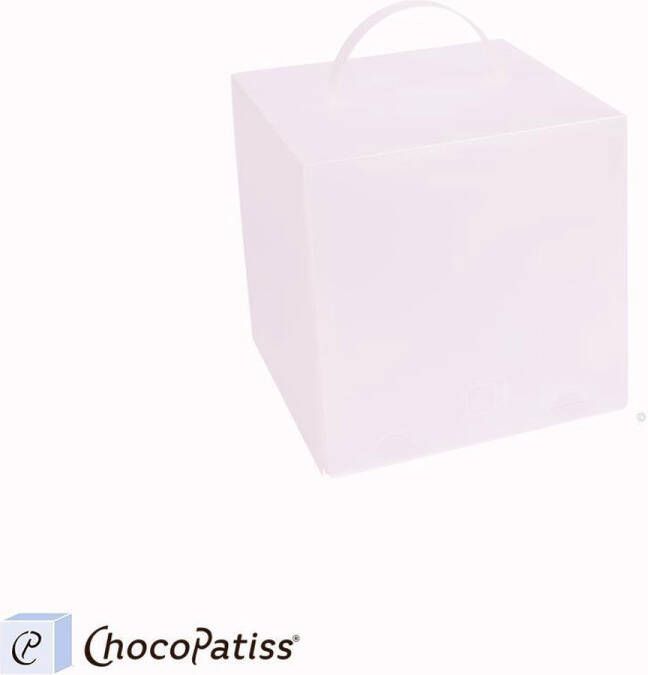 ChocoPatiss Herbruikbare kunststof Cake Box 24x24x24cm. Opvouwbare taartdoos Frosted