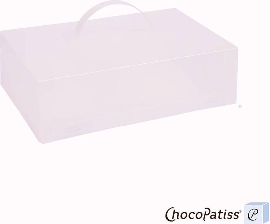 ChocoPatiss Herbruikbare kunststof Cake Box Treat Box 37x25x11cm. Opvouwbare Box Frosted.