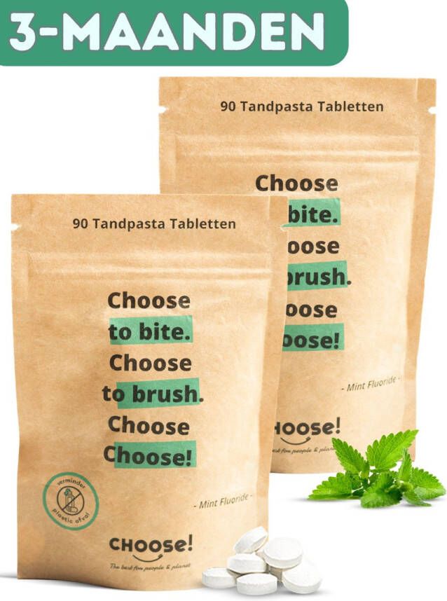 Choose! CHOOSE Family Box Tandpasta Tabletten 3-Maanden Voorraad Duurzaam Aanbevolen door Tandartsen Zero Waste Vegan Fluoride Ecologisch Verantwoord