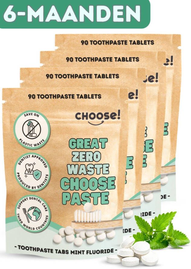 Choose! CHOOSE Family Box 360 Tandpasta Tabletten Duurzaam Aanbevolen door Tandartsen Zero Waste Vegan Fluoride Ecologisch Verantwoord