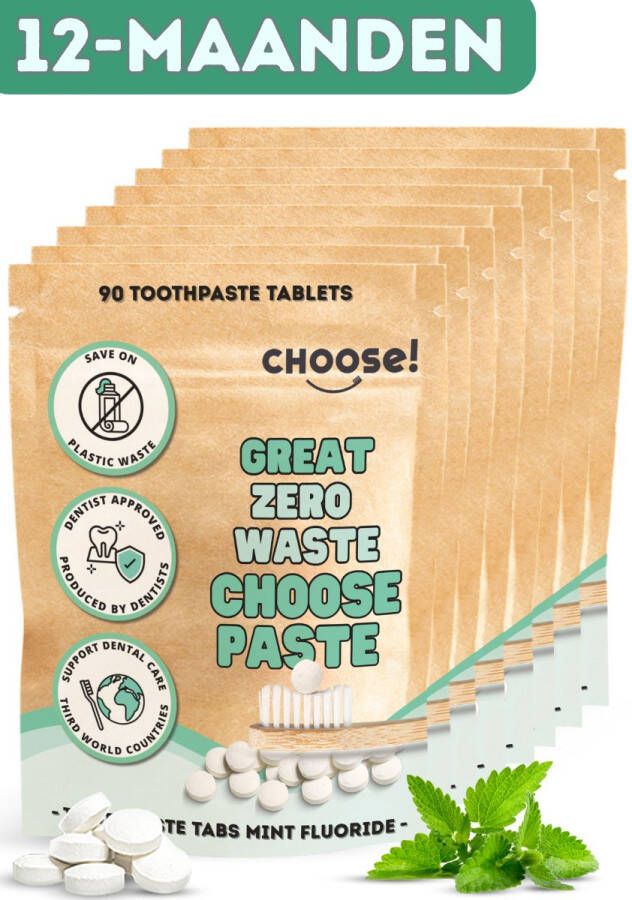 Choose! CHOOSE Family Box 720 Tandpasta Tabletten Duurzaam Aanbevolen door Tandartsen Zero Waste Vegan Fluoride Ecologisch Verantwoord