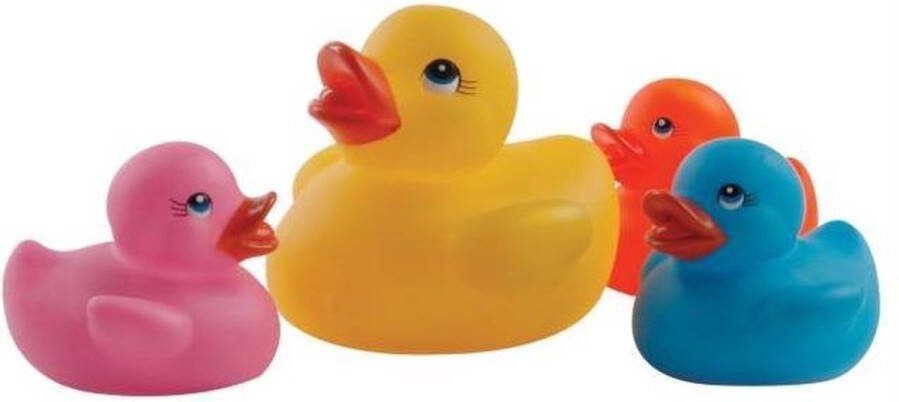 CHPN Badeendjes Eendjes Speelgoed voor in bad 4 stuks Rubberen Badeendjes Familie Gekleurd Moeder eend met 3 kleine eendjes