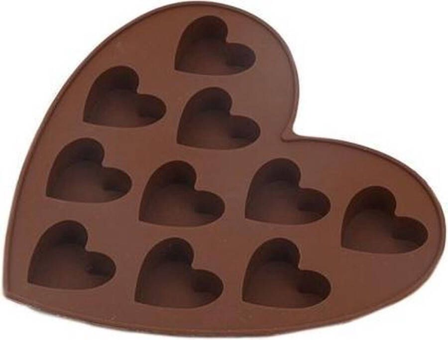 CHPN Chocolademal Ijsklontjesmal Siliconen Hartjes Chocoladevormen Bakvorm IJsblokjesvorm Bonbonvorm Bruin Mal
