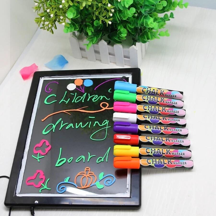 CHPN Krijtstiften Bordstiften Krijtbord stift 8 stuks Fluoserende Chalkmarkers Krijtbord markers 6mm Schoolbord stift
