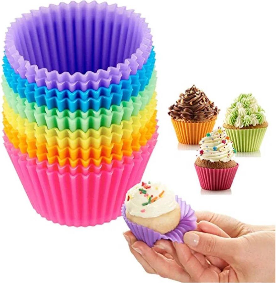 CHPN Cupcake Vormpjes Cupcakevorm 12 stuks 3 7CM Siliconen Bakvorm Cakevorm Kleine muffinvorm