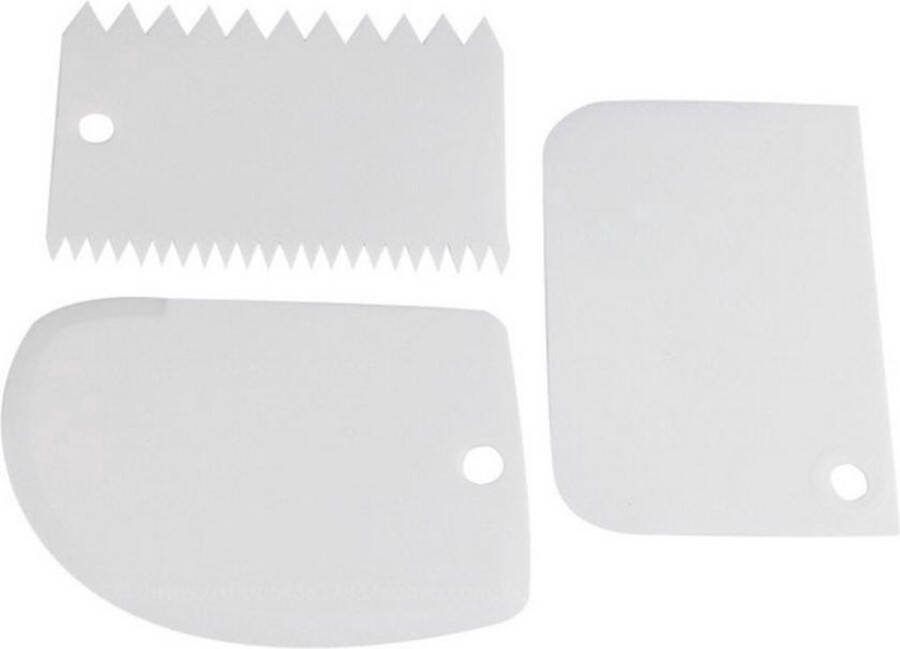 CHPN Deegschraper Fondant Schrapers Baktools Bakgereedschap Deegkrabber Spatels 12 8CM 3 formaten 3-Delig set Wit