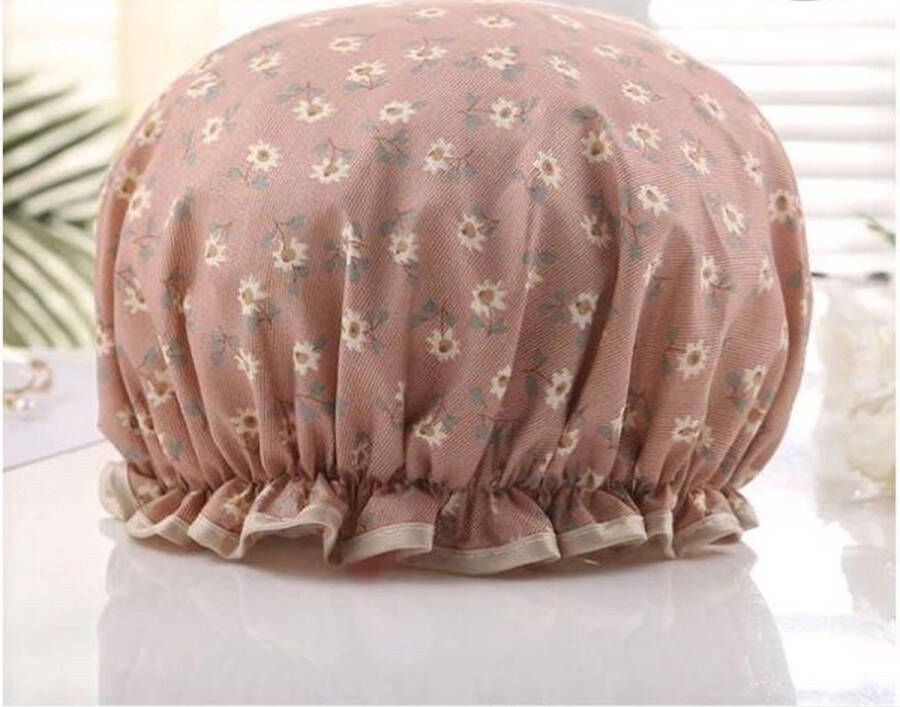 CHPN Douchemuts Douche muts Roze peach Douchekapje Praktische douchemuts Douche kapje Douche cap Douchecap Douche muts Shower cap Met Bloemetjes