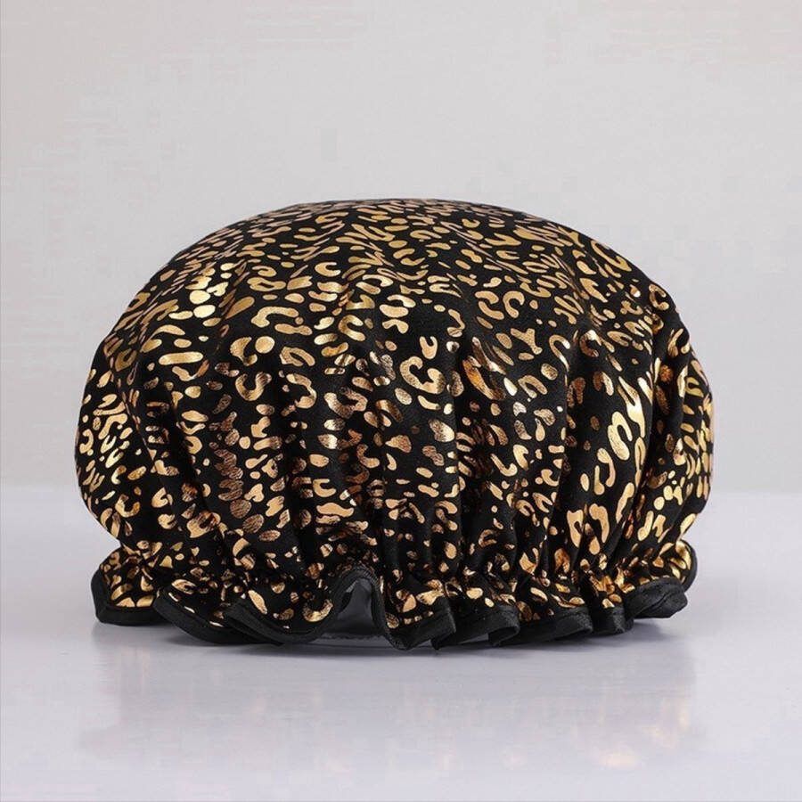 CHPN Douchemuts Leopard douchemuts panter Douchekapje Hippe douchemuts Douche kapje Douche cap Douchecap Douche muts Shower cap Zwart met leopard
