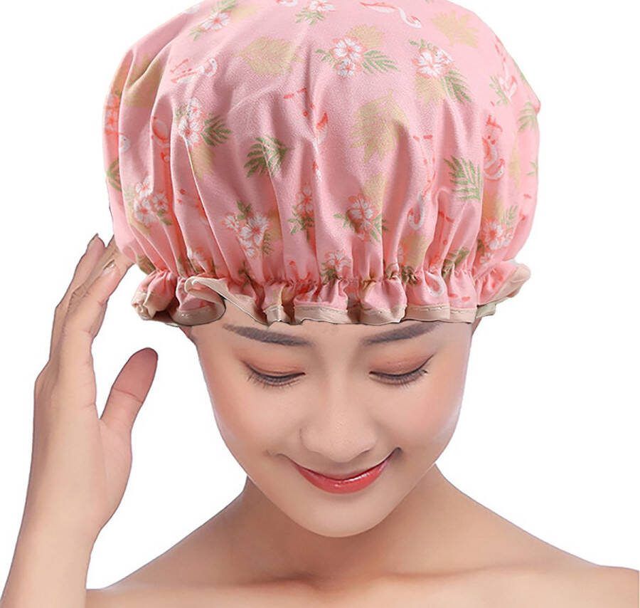 CHPN Douchemuts met flamingoprint Flamingo Douchekapje Flamingo- Douche kapje Douche cap Douchecap Douche muts Shower cap