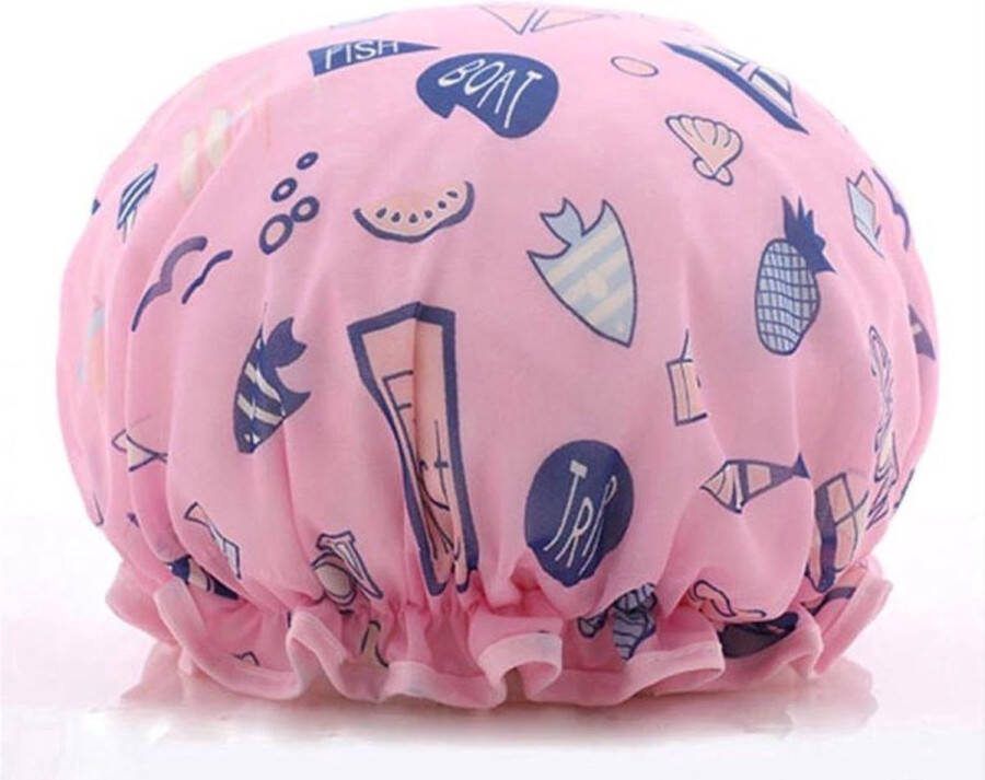 CHPN Douchemuts Vissen douchemuts -Roze Douchekapje Praktische douchemuts Douche kapje Douche cap Douchecap Douche muts Shower cap nautisch Vakantie