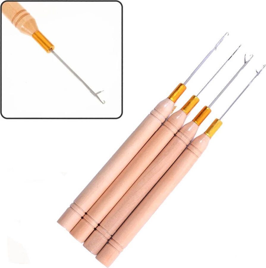 CHPN Extension naalden Haaknaalden voor Micro Nano ringen Haar Extensions 4-delig Extensions Tools voor Haarextensions Haarverlenging Gereedschap Hook Tool Micro Extension Tool