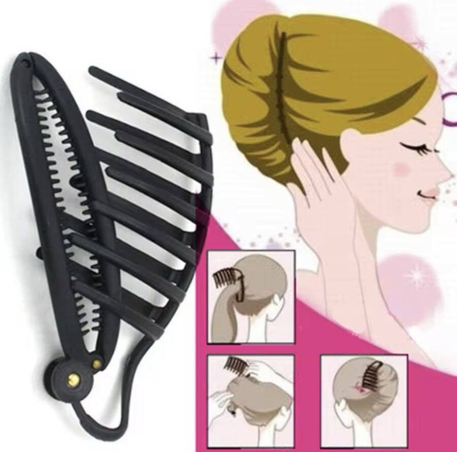 CHPN Haarklem Haartool French Twist- Grace Kelly Rol hulpstuk Verticale haar rol Zwart 1 stuks Haarstijl Chique kapsel