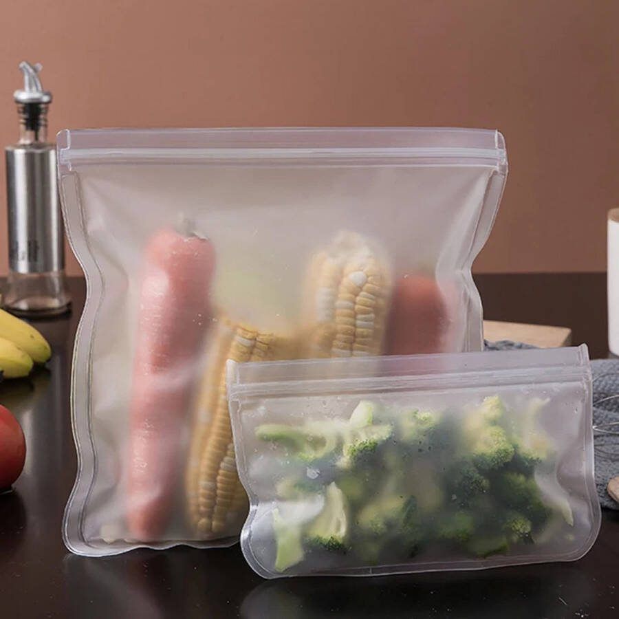 CHPN Herbruikbare Vershoudzakken Zakjes geschikt voor Diepvries en koelkast 10-delig Herbruikbaar Boterhamzakje Mealprep Groente bewaren 5 grote en 5 kleine zakken