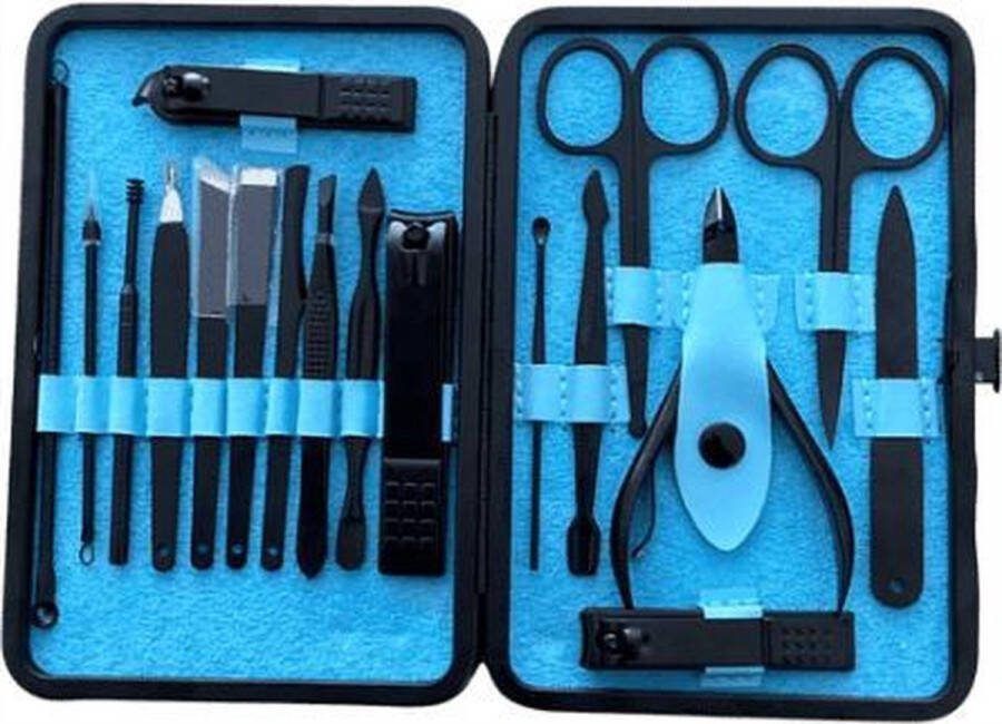 CHPN Manicure Set Manicure items Reisetui Nagelknip set Nagelschaar Blauw Pedicure setje 18-delig