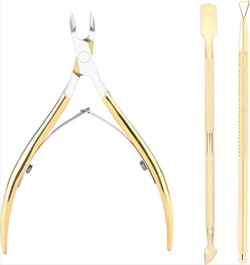 CHPN Nagelknipper Nagel knip set Goudkleurig Nagelriem verzorgen 3-delig set Nagelverzorging Manicure Pedicure Universeel