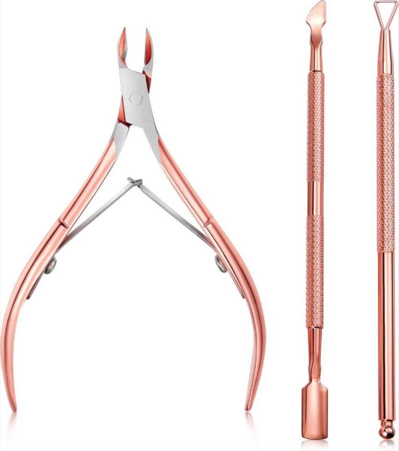 CHPN Nagelknipper Nagel knip set Rose Goud kleurig Nagelriem verzorgen 3-delig set Nagelverzorging Manicure Pedicure Universeel