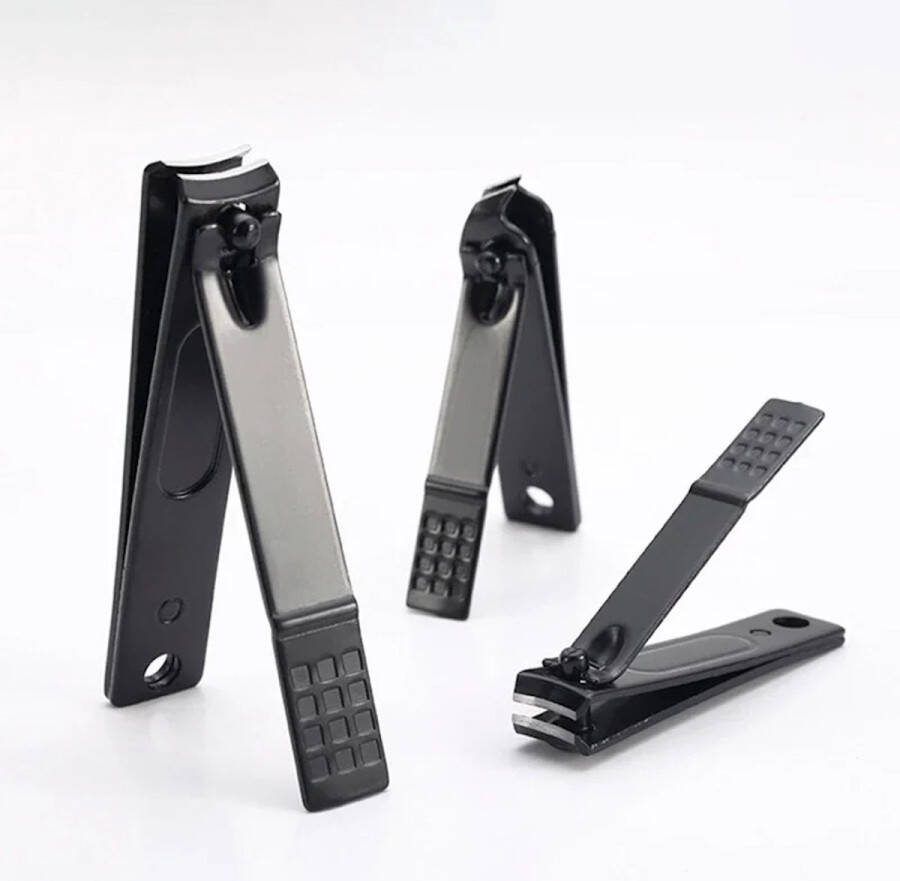 CHPN Nagelknipper set 3-delig set Roestvrij staal Zwart Nagels knippen 3 afmetingen Manicure Pedicure
