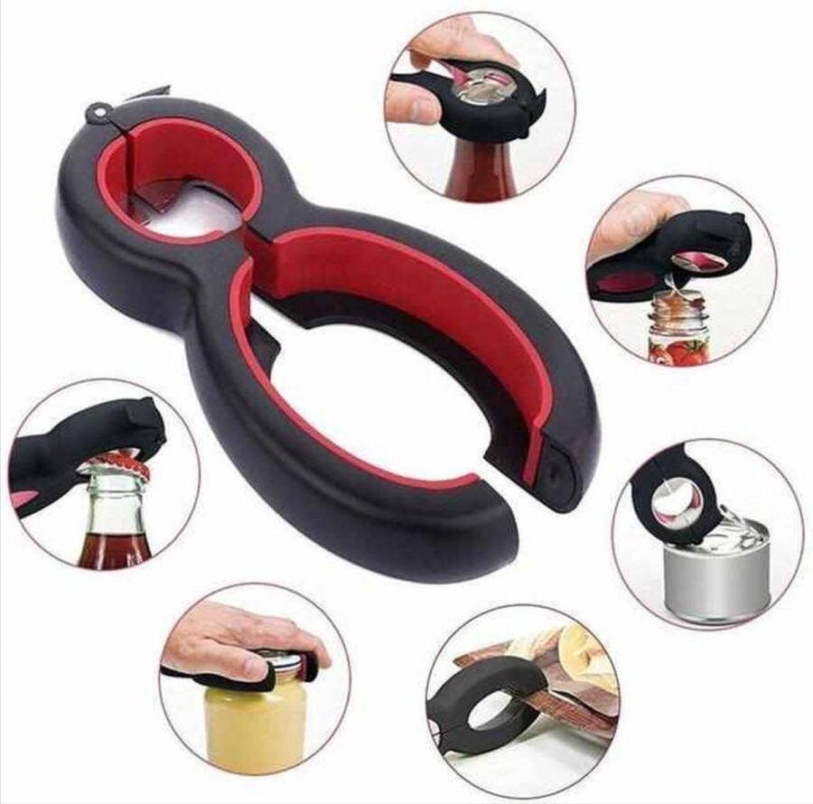 CHPN Opener 6-in-1 Multifunctionele opener Keukentool Pot opener Flesopener Blikopener Universeel Keukengereedschap