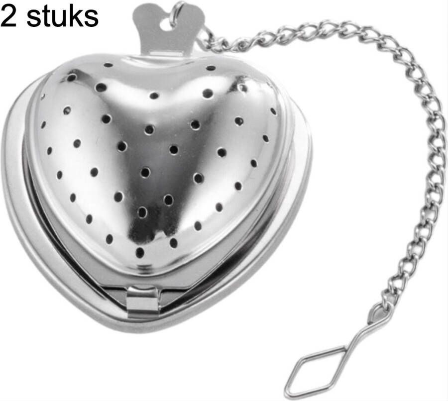 CHPN Theezeefje RVS Thee Ei Hartvormige Theefilter Losse Theezeef Kruideninfuser Zeef- Tang Thee Ei Theemannetje RVS Hartje