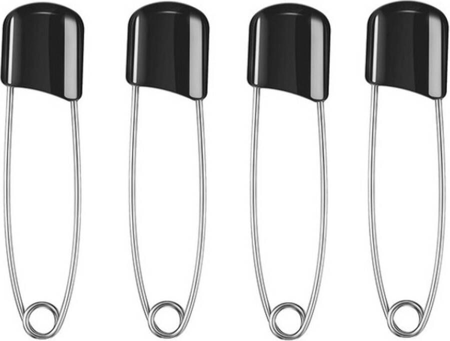 CHPN Veiligheidsspelden Veiligheidsspeld met Beschermkap Zwart 5 4 CM LuierSpeld Veilige speld 4 stuks Beveiligde speld Universeel