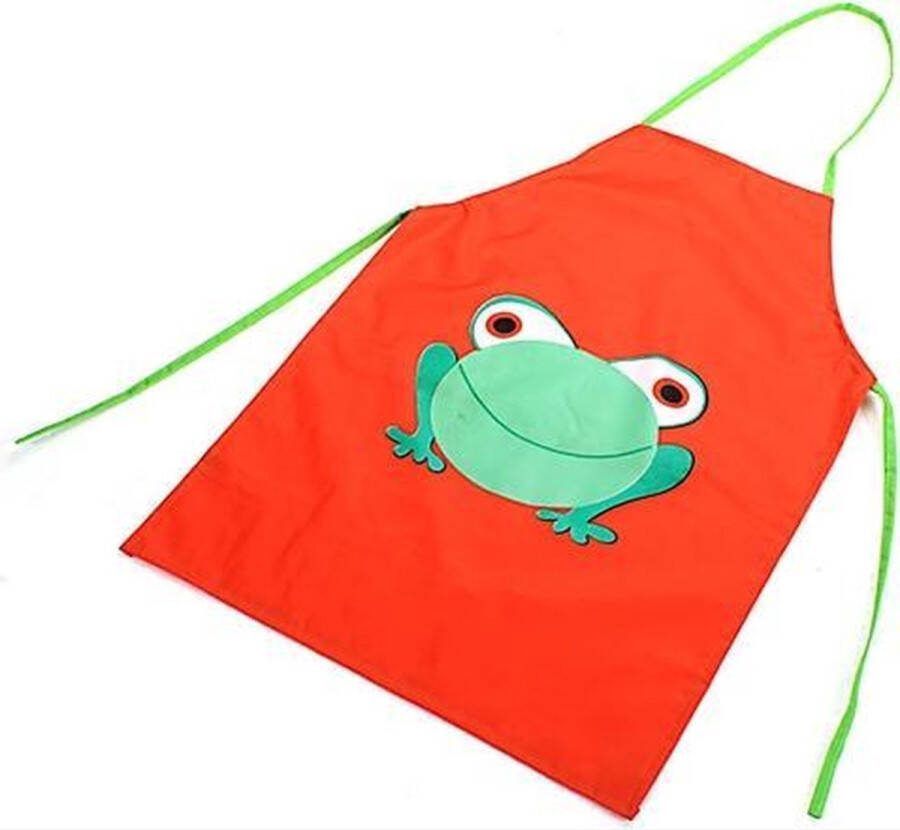 CHPN Verfschort Kinderschort Schort Kookschort Oranje Met kikker Kliederschort Kinder-verfschort Knutselschort Schilderschort One size