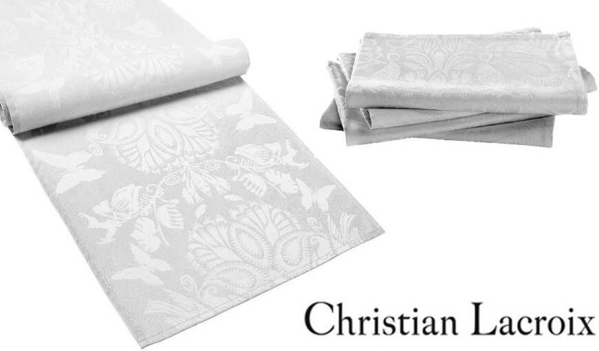 Christian Lacroix Servetten Tafelloper Dinner Wit Damast Jacquard Set 5 Delig