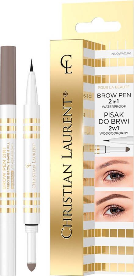 Christian Laurent Brow Pen 2in1 waterproof wenkbrauwstift 2in1 02 Warm Bruin 6ml