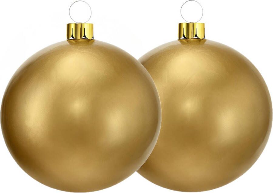 Merkloos Christmas Decoration mega kerstballen 2x 45 cm -goud opblaasbaar Opblaasfiguren
