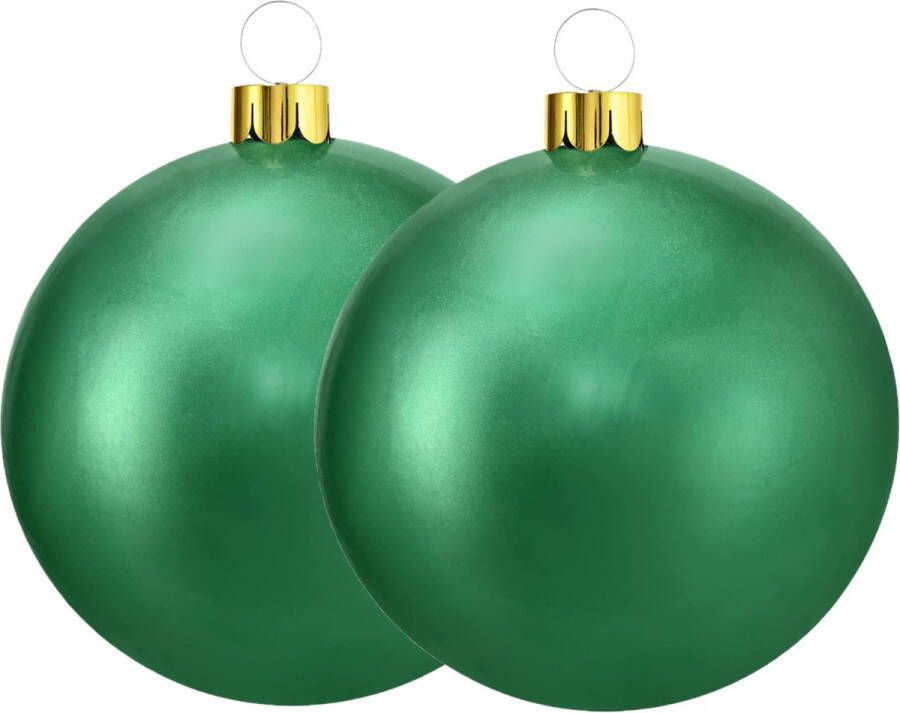 Merkloos Christmas Decoration mega kerstballen -2x 45 cm groen -opblaasbaar Opblaasfiguren