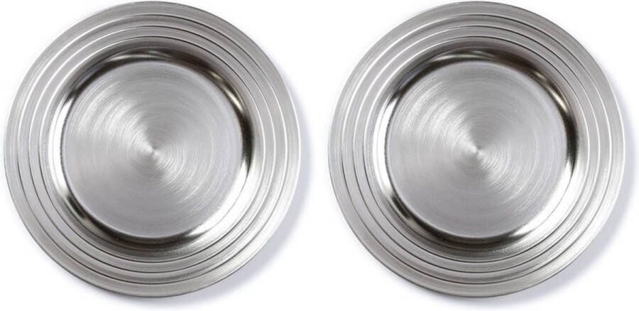 Christmas goods 6x Diner kerstdiner borden onderborden zilver 33 cm rond Onderbord kaarsenbord onderzet bord