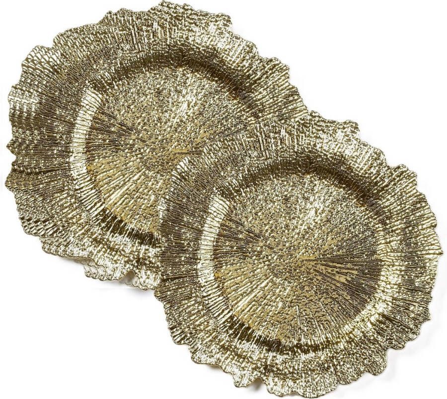 Christmas goods Inge Christmas Diner kerstdiner onderborden 12x st goud D33 kunststof rond