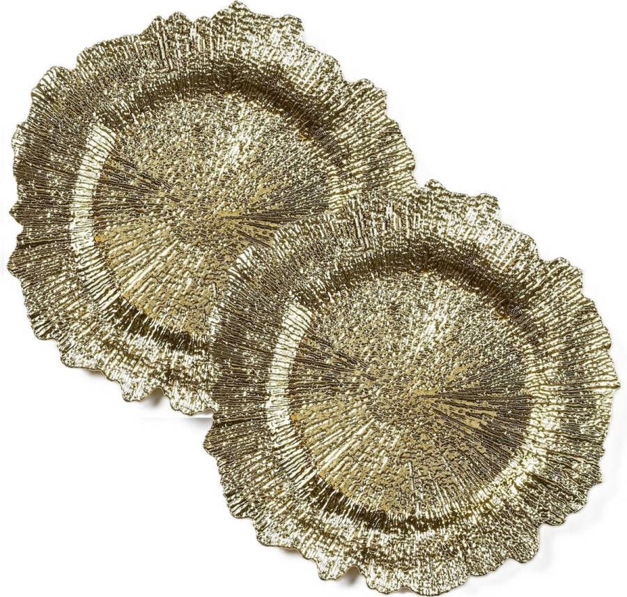 Christmas goods Inge Christmas Diner kerstdiner onderborden 2x st goud D33 kunststof rond