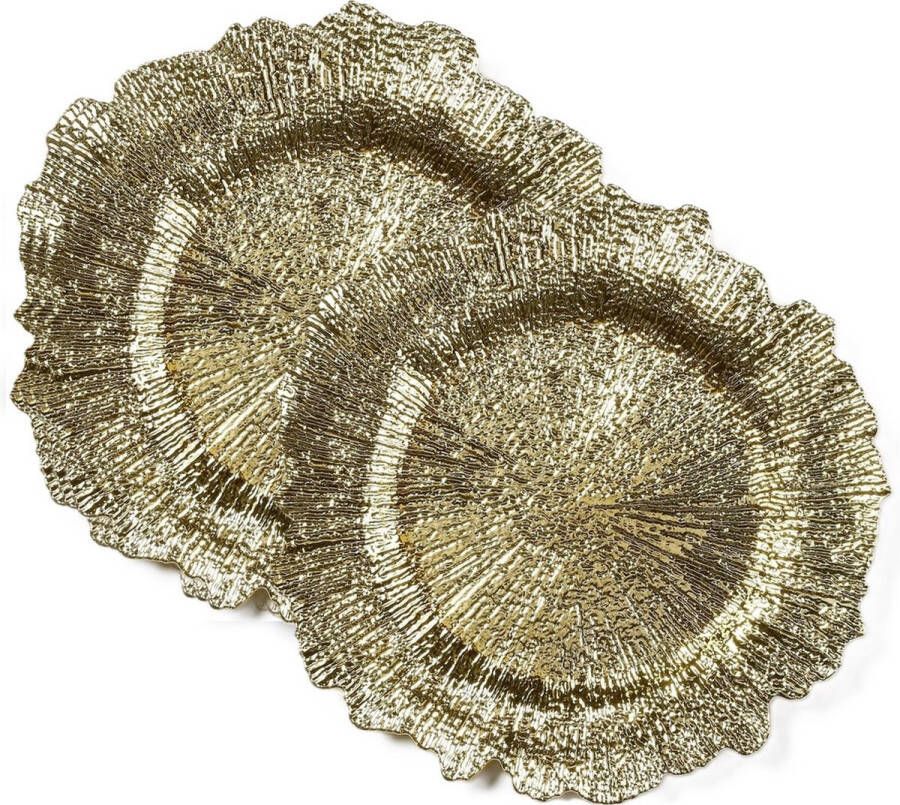 Christmas goods Inge Christmas Diner kerstdiner onderborden 4x st goud D33 kunststof rond