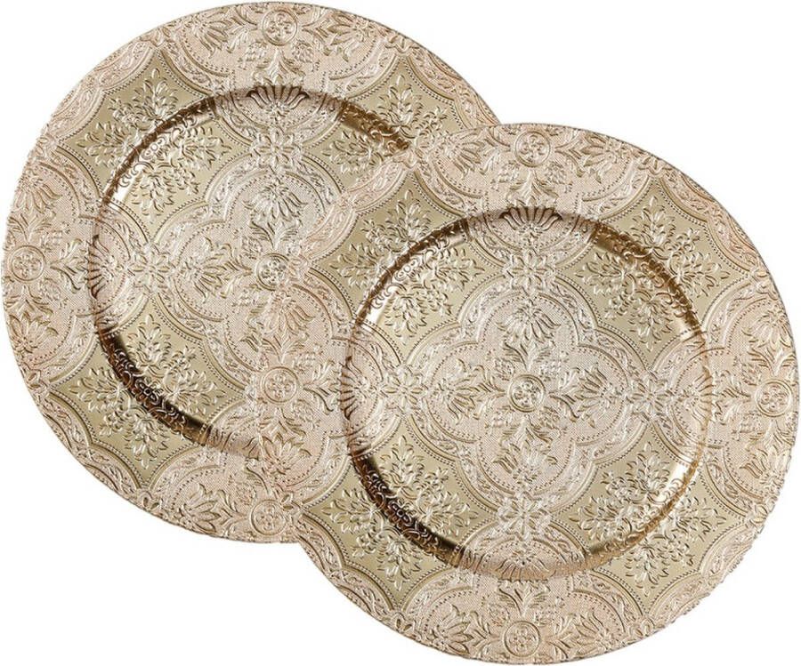 Christmas goods Inge Christmas kerstdiner onderborden -6x 33 cm -kunststof -goud brokant