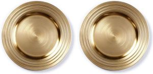 Christmas wood 6x Diner kerstdiner borden onderborden goud 33 cm rond Onderbord kaarsenbord onderzet bord