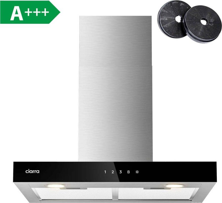 Ciarra CBCS6102 60cm Afzuigkap RVS met WiFi inclusief set koolstoffilters – 650m3 – DC motor energieklasse A+++