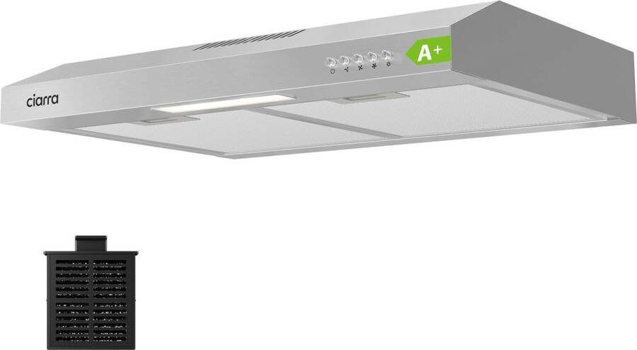 Ciarra CBCS6903D 60cm Onderbouw afzuigkap RVS – inclusief koolstoffilter 220m3 A+ DC motor