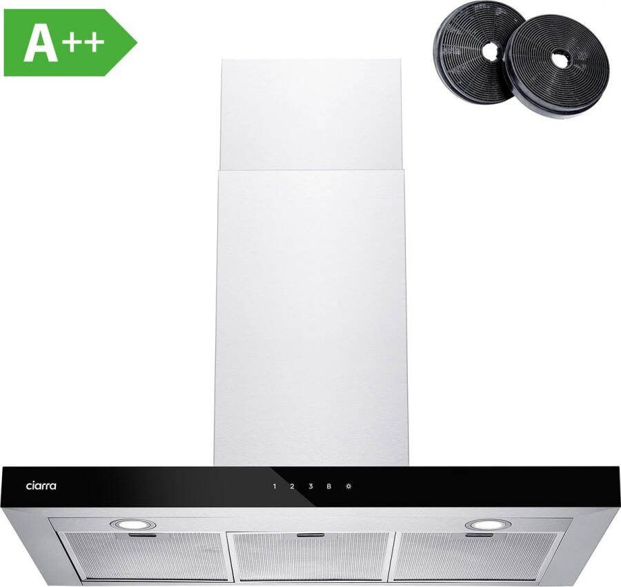 Ciarra CBCS9102 90cm Afzuigkap RVS-Zwart met WiFi inclusief set koolstoffilters – 650m3 – DC motor energieklasse A+++