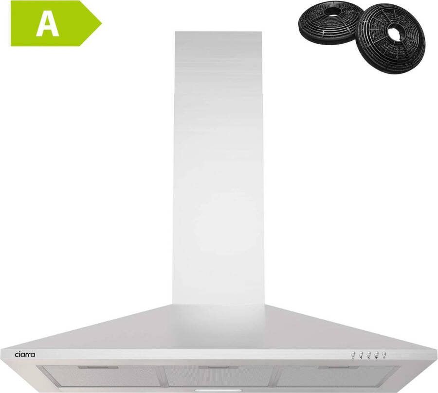 Ciarra CBCS9201-OW 90cm Afzuigkap RVS inclusief set koolstoffilters – 370m3 energieklasse A