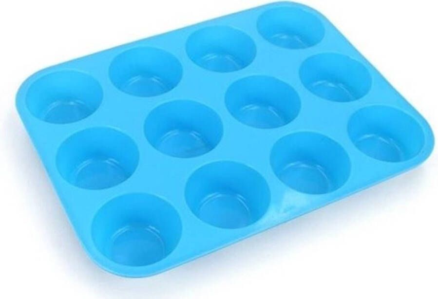 Cicon Siliconen Muffin Bakvorm Blauw Cupcakes 12 stuks Blauw