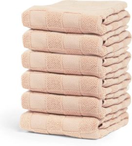 DDDDD Cinderella Checkmaid Keukendoek 50x55 cm Dusty Pink Set van 6