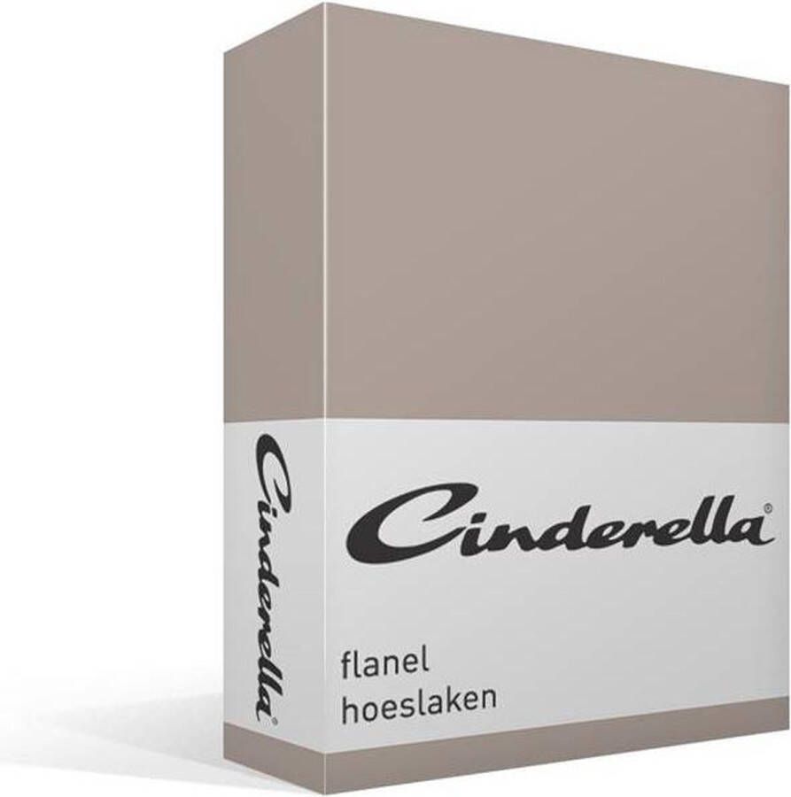 Cinderella Hoeslaken Flanel Geschikt voor Boxspring 1 Persoons 90 x 200 210 cm tot 30 cm Taupe