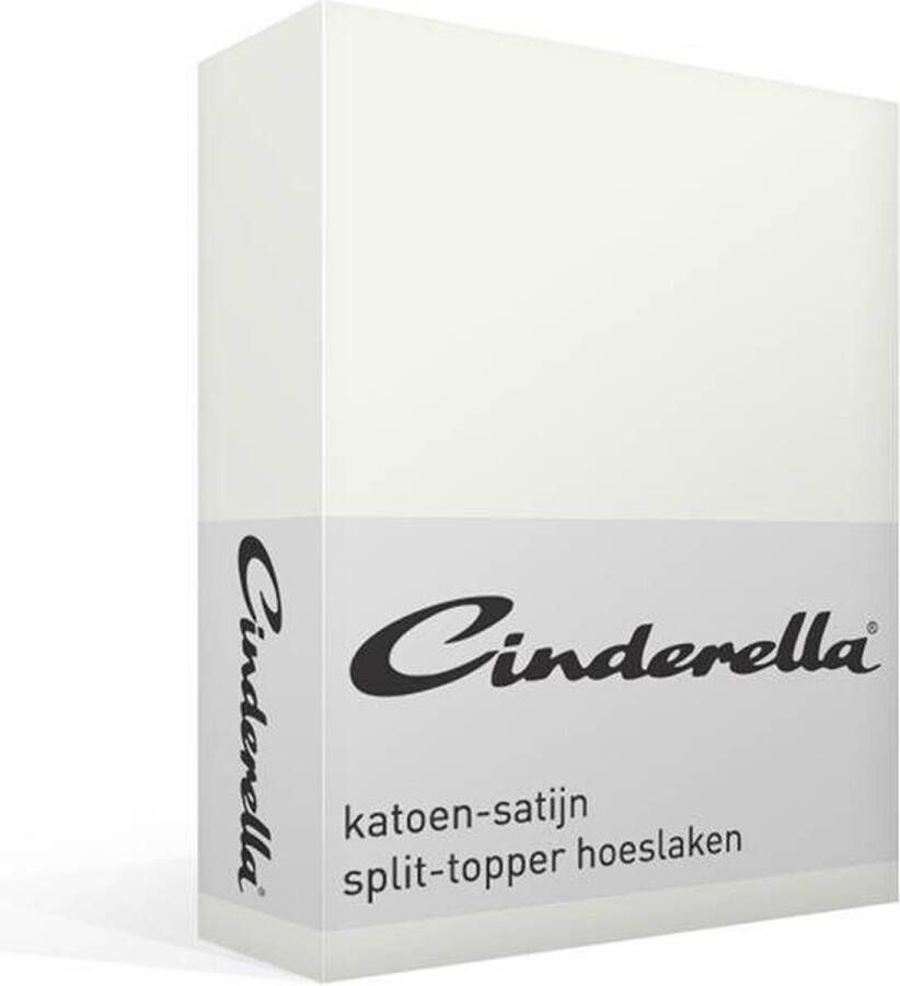 Cinderella Sundays Topper Hoeslaken met split (tot 15 cm) Satijn 200x200 cm Ivory