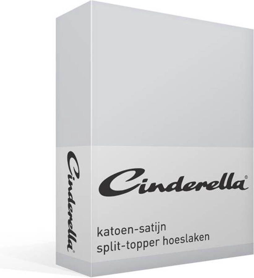Cinderella Sundays Topper Hoeslaken met split (tot 15 cm) Satijn 200x200 cm Light Grey