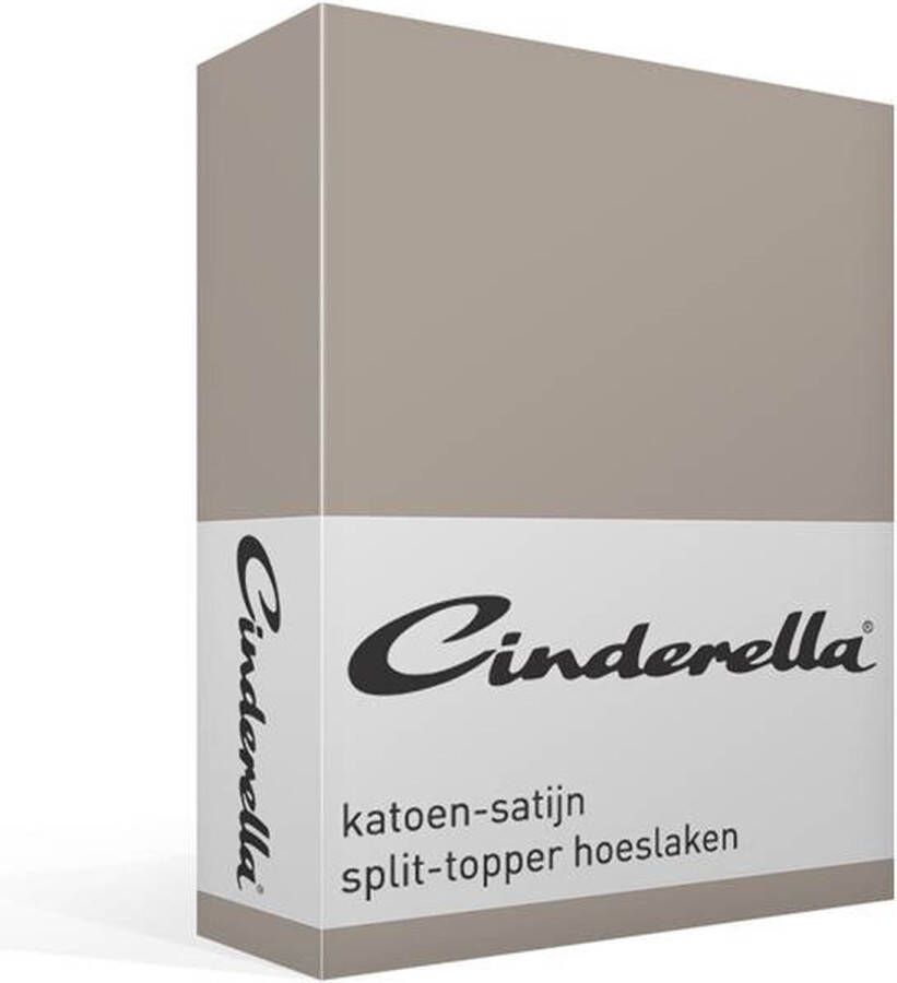 Cinderella Sundays Topper Hoeslaken met split (tot 15 cm) Satijn 200x200 cm Taupe