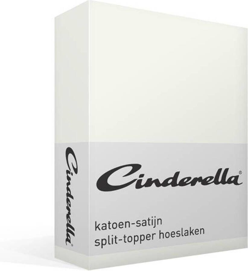 Cinderella Sundays Topper Hoeslaken met split (tot 15 cm) Satijn 200x210 cm Ivory